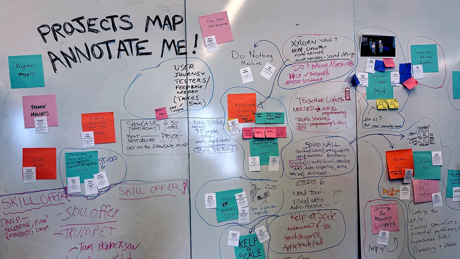 Whiteboard planning during Electric SEA hackathon