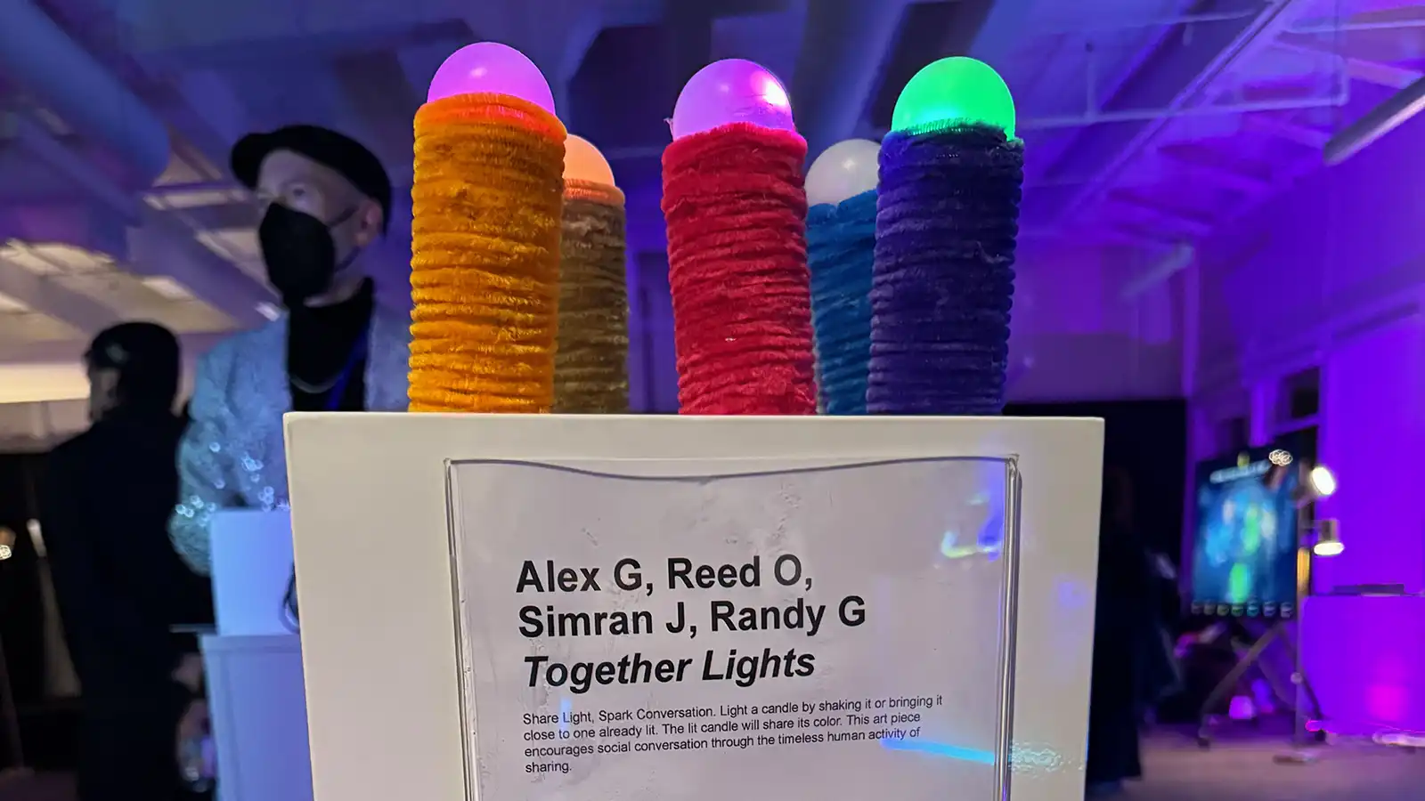 Hand-held Together Lights sculpture, lit